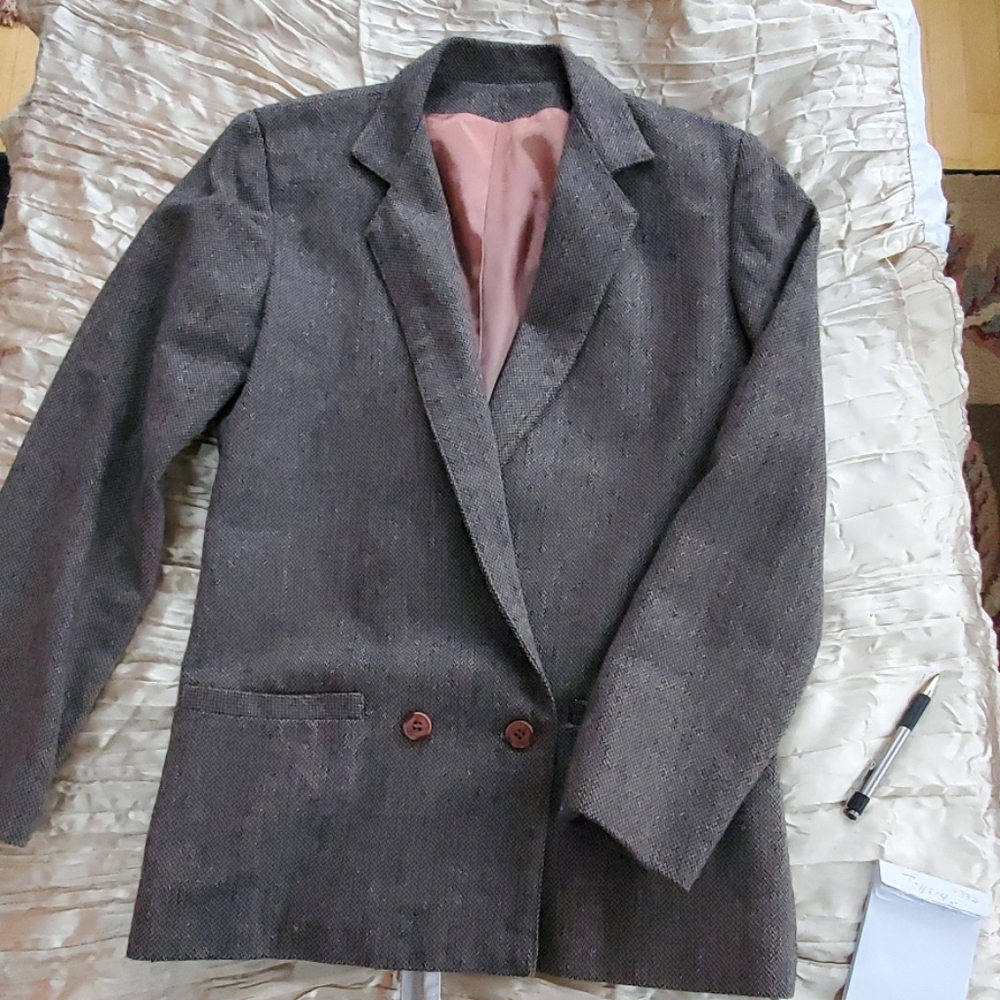 Baroness Tweed Double Breasted Jacket 3/4